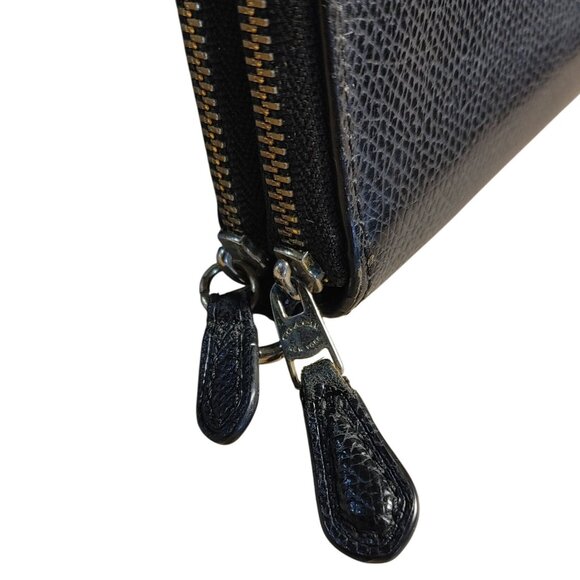 Coach Black Leather Zip Wallet Double Gold Tone Hardware Card Slots ID Window - Picture 8 of 14